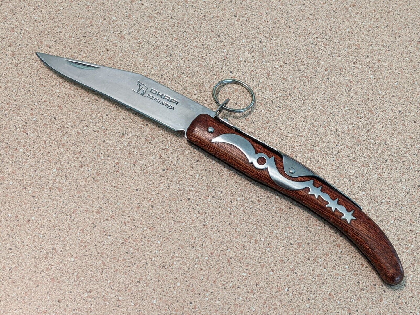 Okapi Historical South African Carbon Steel LOCK RING Knife Moon and Star Design