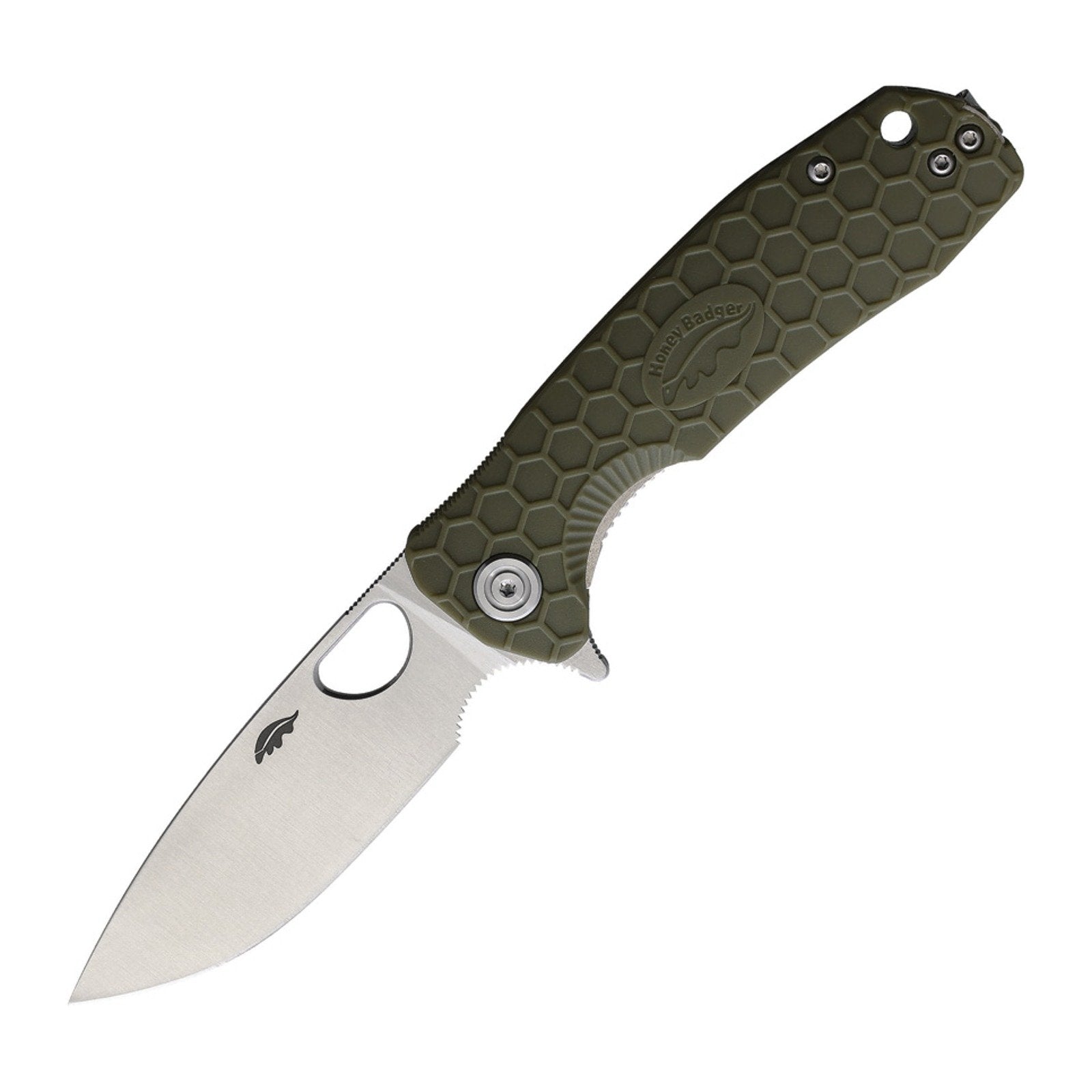 Honey Badger Knives Medium Drop Point Flipper 8Cr13MoV Folding Knife - 8Cr13MoV, Drop Point, FRN (Fiber Reinforced Nylon)