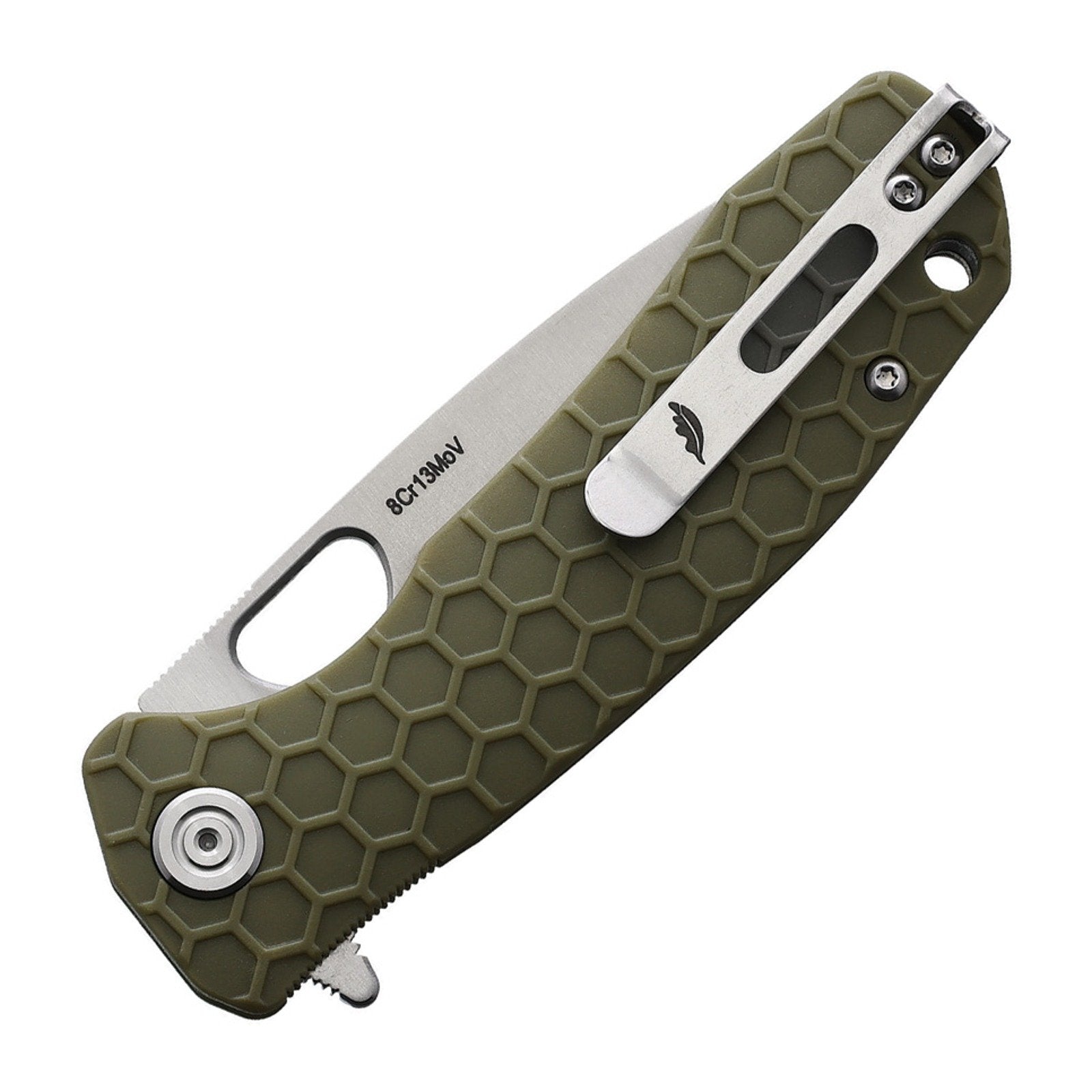 Honey Badger Knives Medium Drop Point Flipper 8Cr13MoV Folding Knife - 8Cr13MoV, Drop Point, FRN (Fiber Reinforced Nylon)