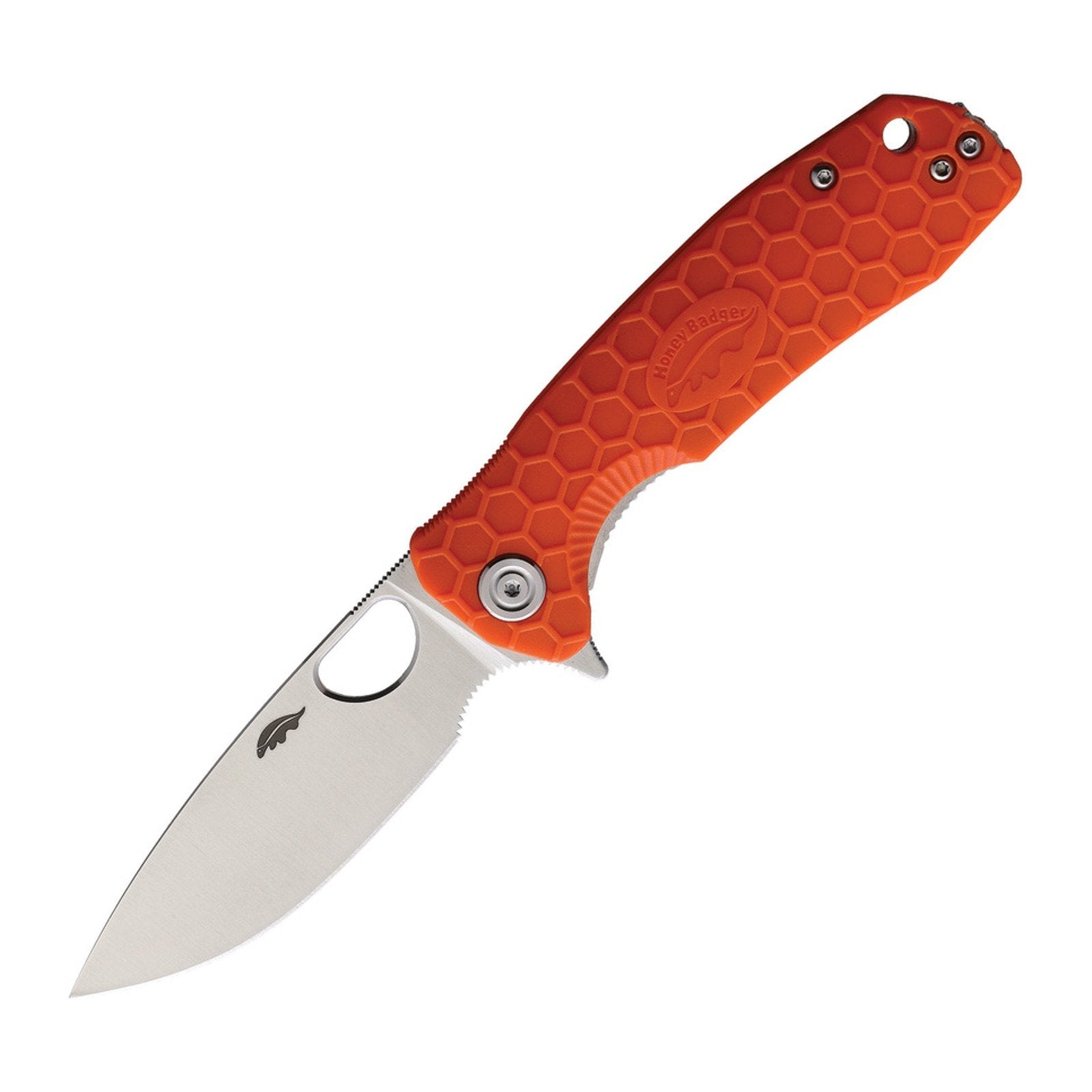 Honey Badger Knives Medium Drop Point Flipper Orange Folding Knife - 8Cr13MoV, Drop Point, FRN (Fiber Reinforced Nylon)