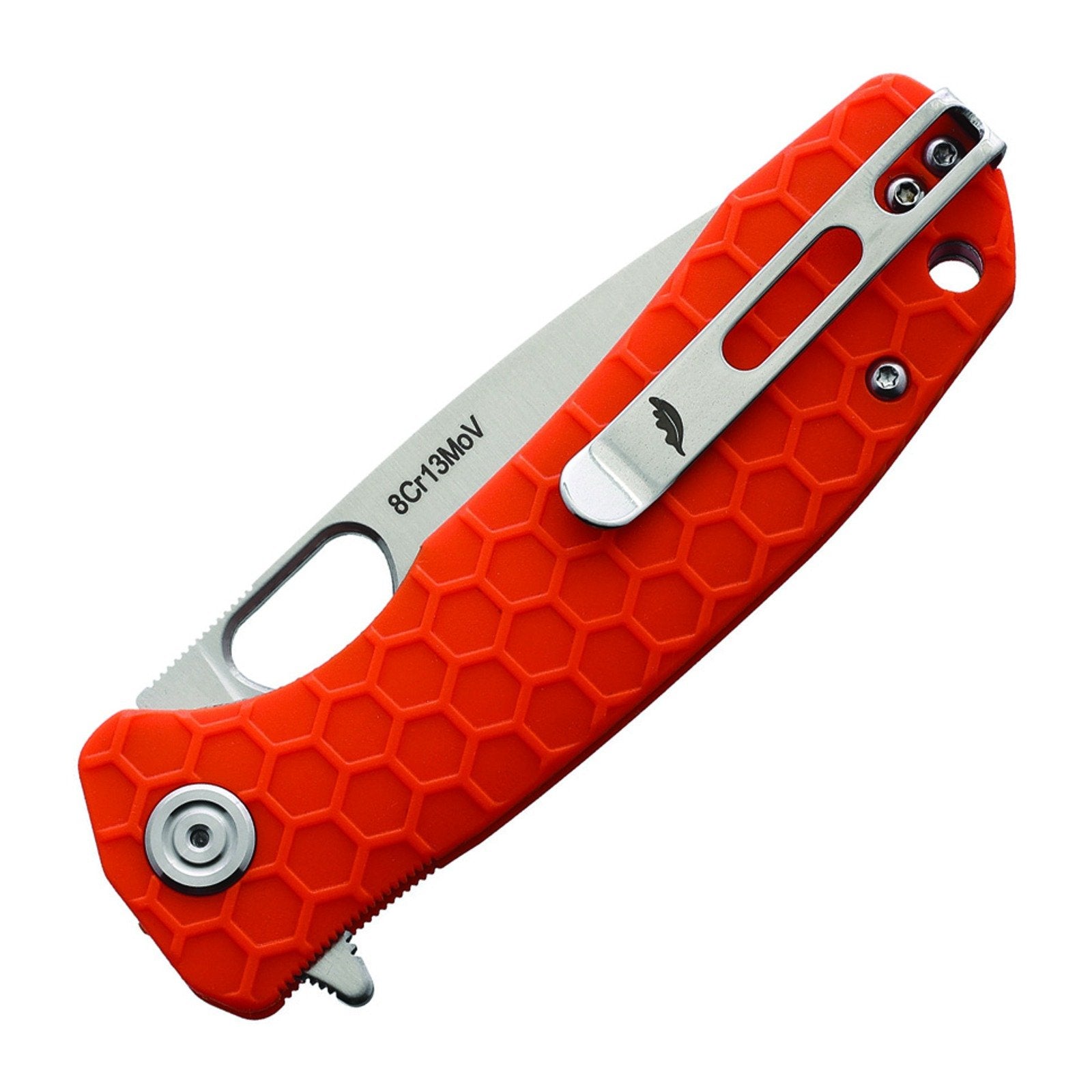 Honey Badger Knives Medium Drop Point Flipper Orange Folding Knife - 8Cr13MoV, Drop Point, FRN (Fiber Reinforced Nylon)