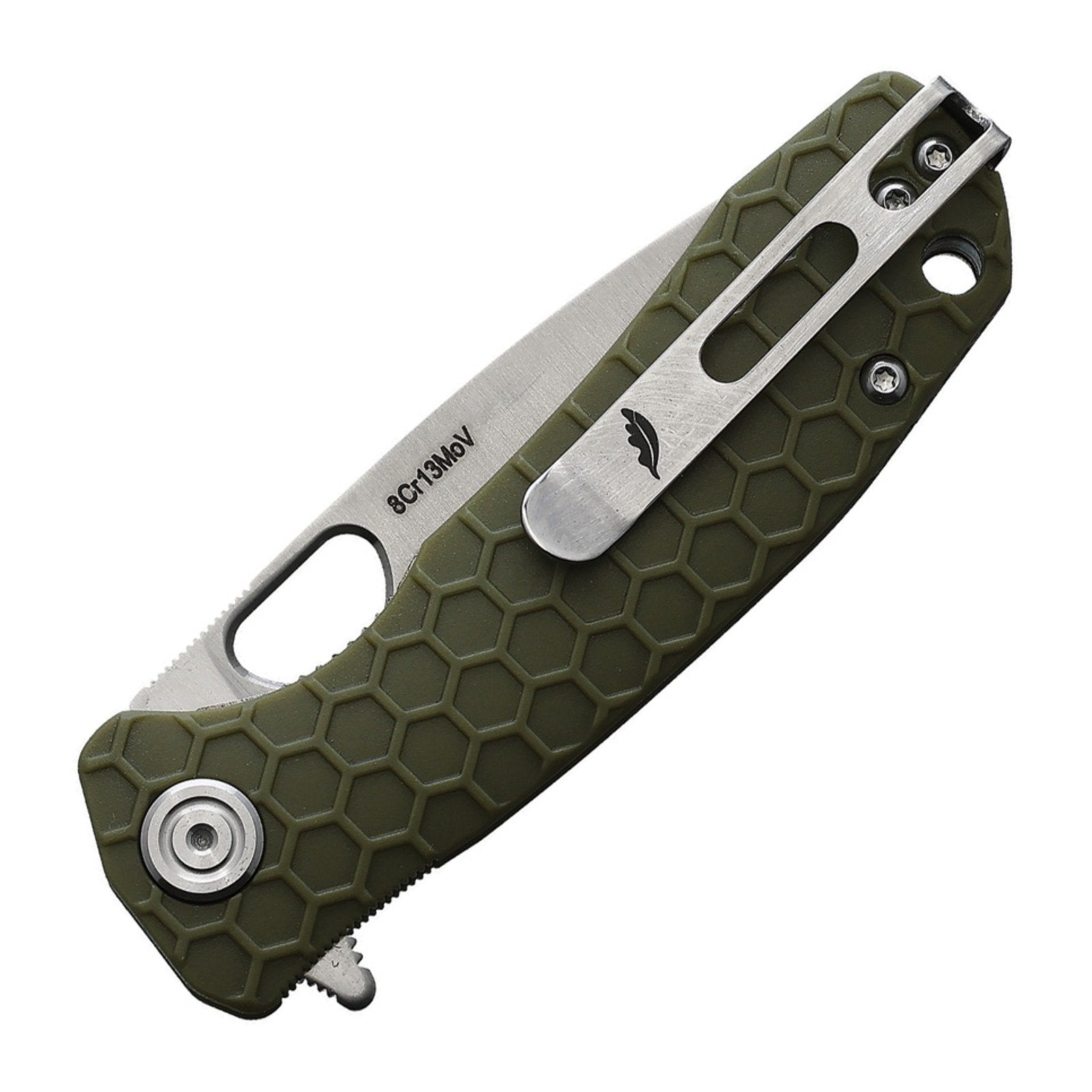 Honey Badger Knives Small Drop Point Flipper 8Cr13MoV Folding Knife - 8Cr13MoV, Drop Point, FRN (Fiber Reinforced Nylon)