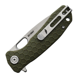 Honey Badger Knives Small Drop Point Flipper 8Cr13MoV Folding Knife - 8Cr13MoV, Drop Point, FRN (Fiber Reinforced Nylon)