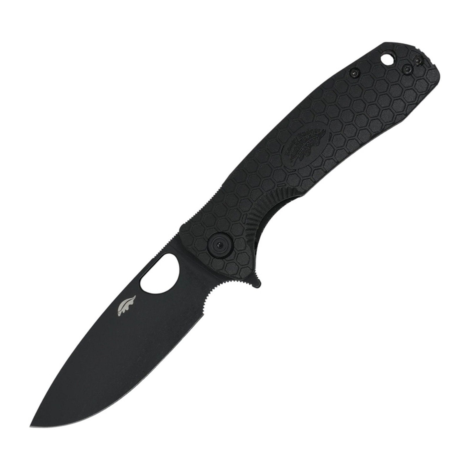 Honey Badger Knives Large Drop Point Black Blade Folding Knife - 8Cr13MoV, Drop Point, FRN (Fiber Reinforced Nylon) product