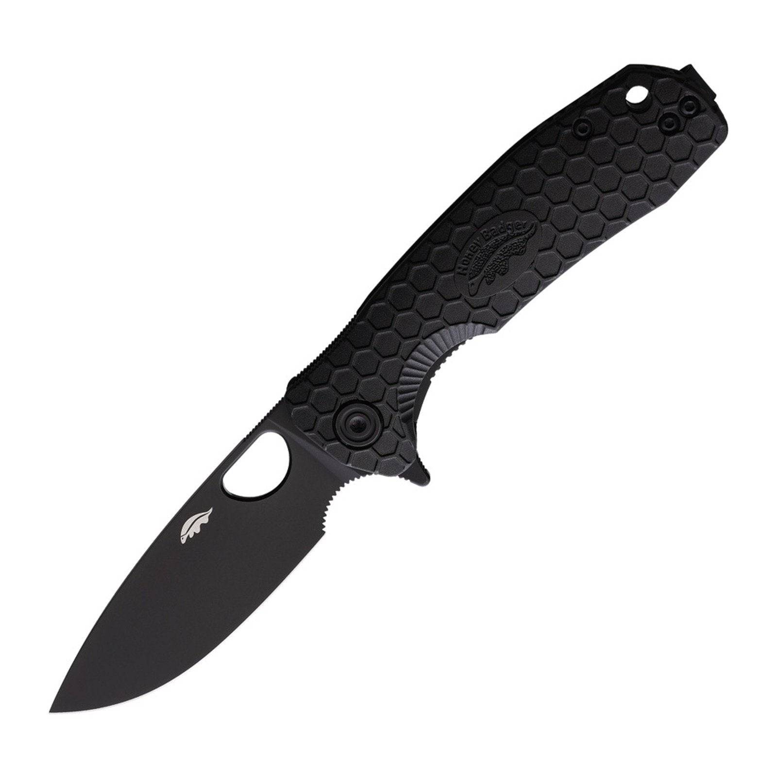 Honey Badger Knives Medium Drop Point Black Folding Knife - 8Cr13MoV, Drop Point, FRN (Fiber Reinforced Nylon) product photo