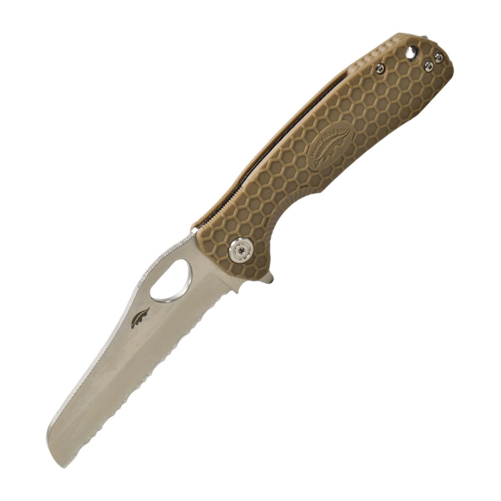 Honey Badger Knives Large Rescue HB1742 Serrated Folding Knife - 8Cr13MoV, Rescue, FRN (Fiber Reinforced Nylon) product photo