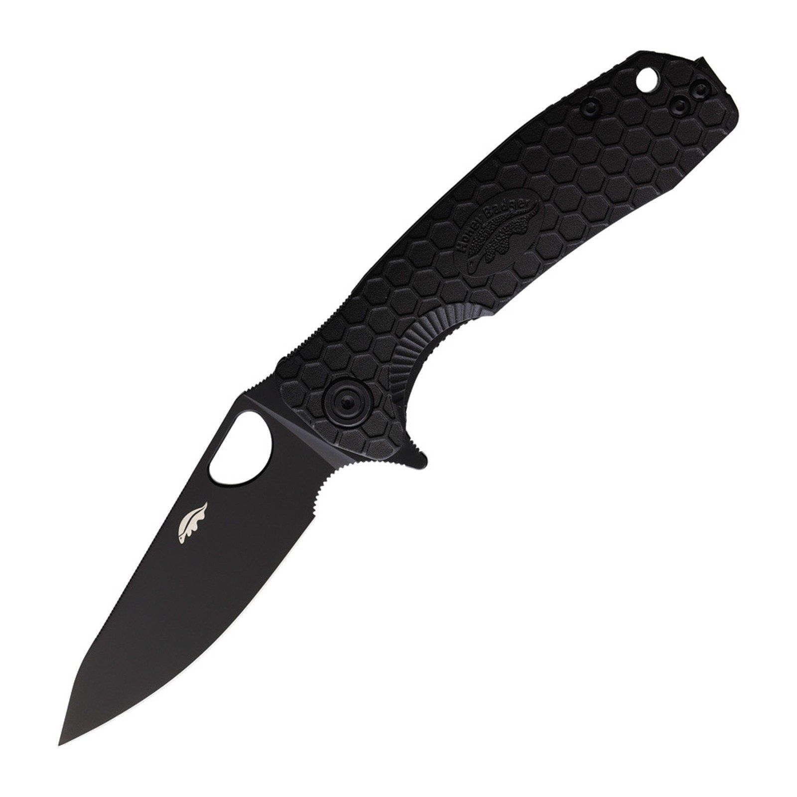 Honey Badger Knives Medium Leaf D2 Black DLC Folding Knife - D2, Leaf, Black product photo
