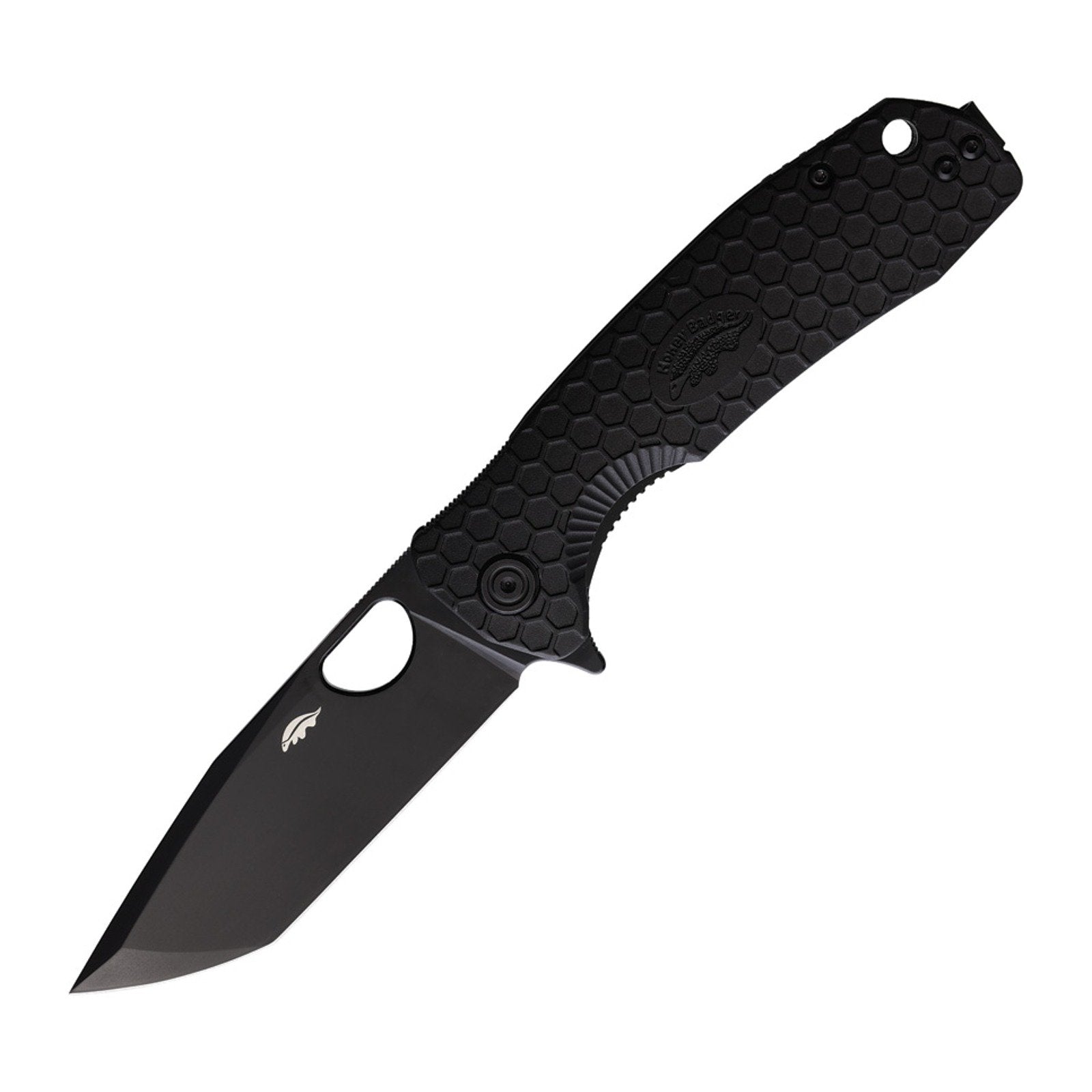 Honey Badger Knives Large Tanto D2 Black Folding Knife - D2, Tanto, FRN (Fiber Reinforced Nylon) product photo