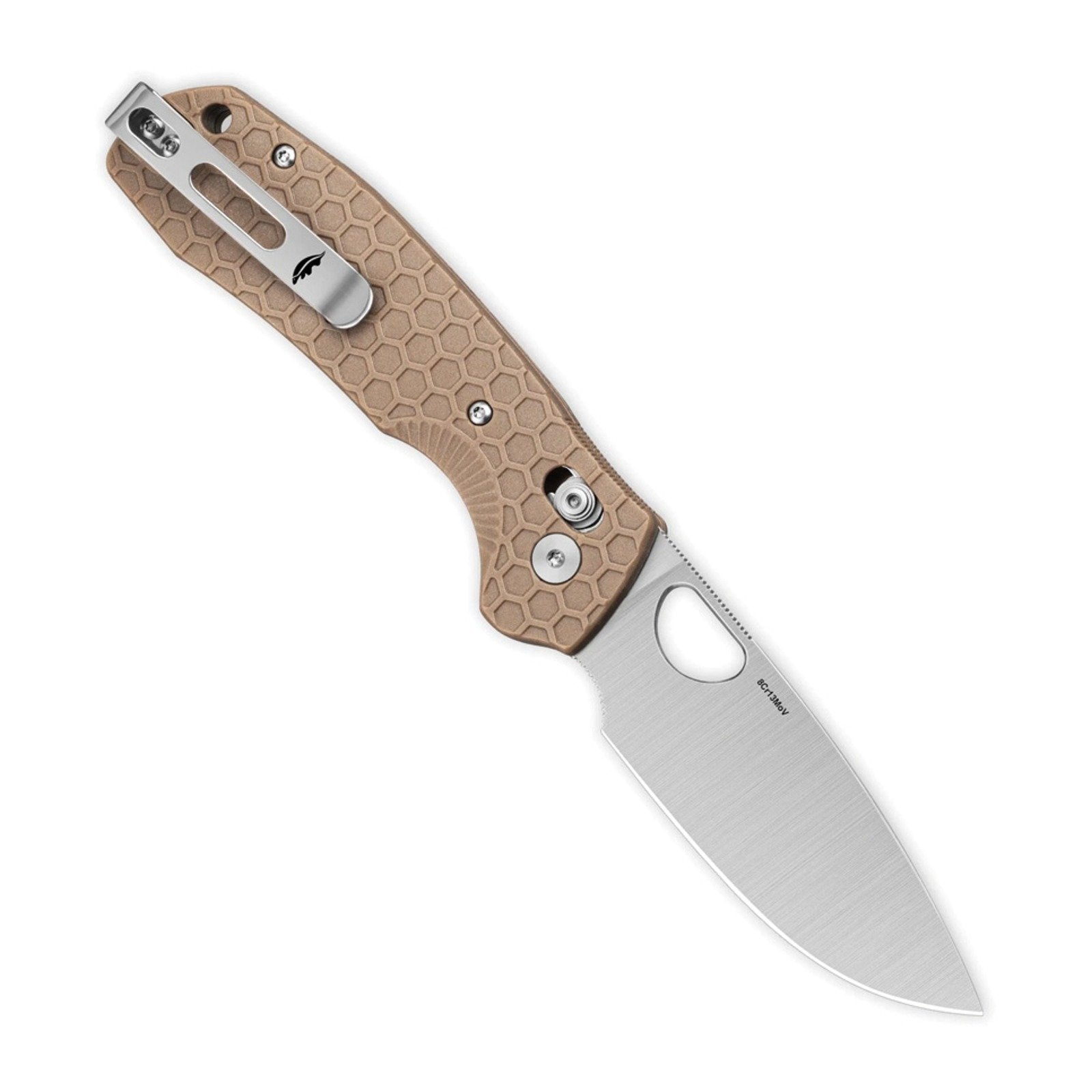 Honey Badger Knives HB6002 Large Drop Point Crossbolt Folding Knife - 8Cr13MoV, Drop Point, FRN (Fiber Reinforced Nylon)