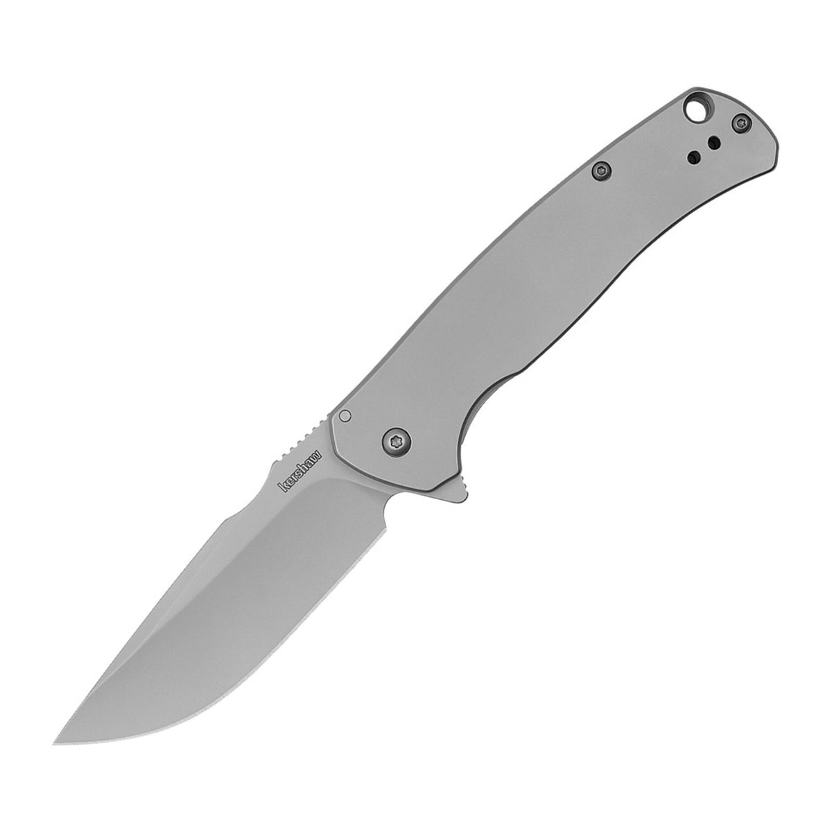 Kershaw Sanctum Gray Steel 8Cr13MoV Folding Knife - 8Cr13MoV, Drop Point, Steel product photo