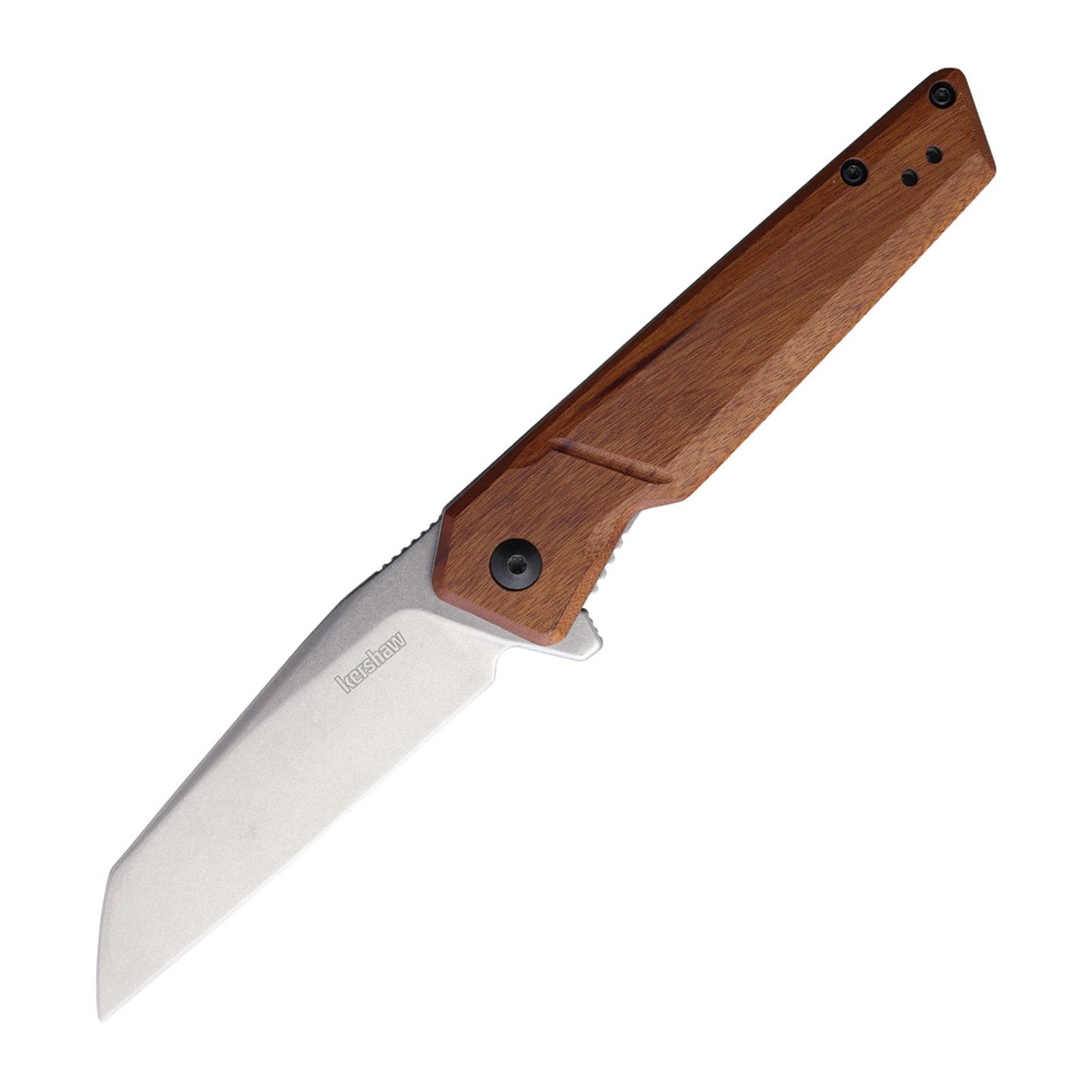 Kershaw Avert Wood Stainless Steel Folding Knife - Stainless Steel, Wharncliffe, Wood product photo
