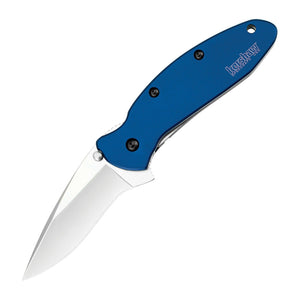 Kershaw Scallion Navy Blue Aluminum 420HC Folding Knife - 420HC, Drop Point, 6061-T6 Aluminum product photo
