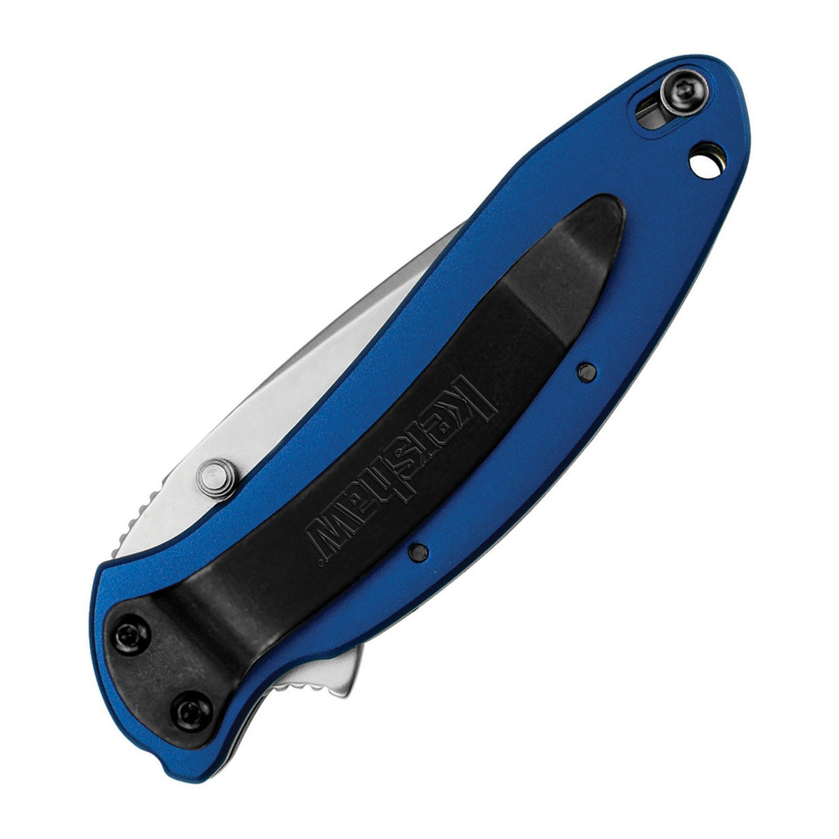Kershaw Scallion Navy Blue Aluminum 420HC Folding Knife - 420HC, Drop Point, 6061-T6 Aluminum product view 2