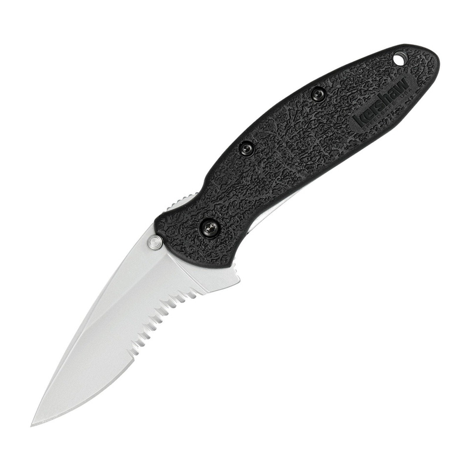 Kershaw Scallion Black Polymer 420 Folding Knife - 420, Drop Point, Polymer product photo