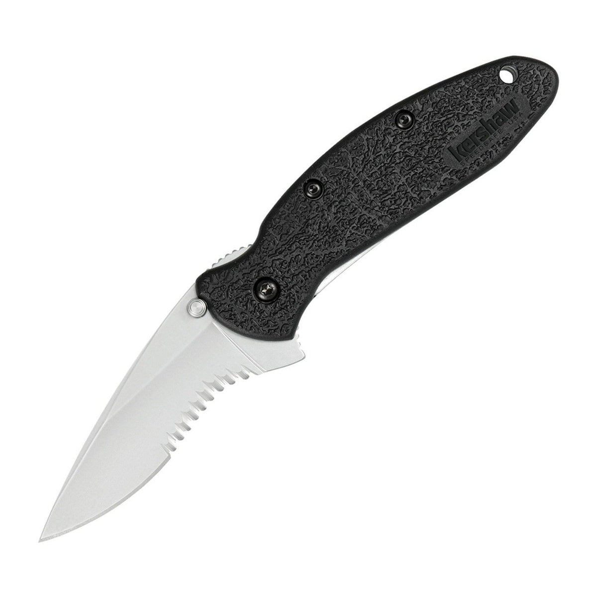 Kershaw Scallion Black Polymer 420 Folding Knife - 420, Drop Point, Polymer product photo
