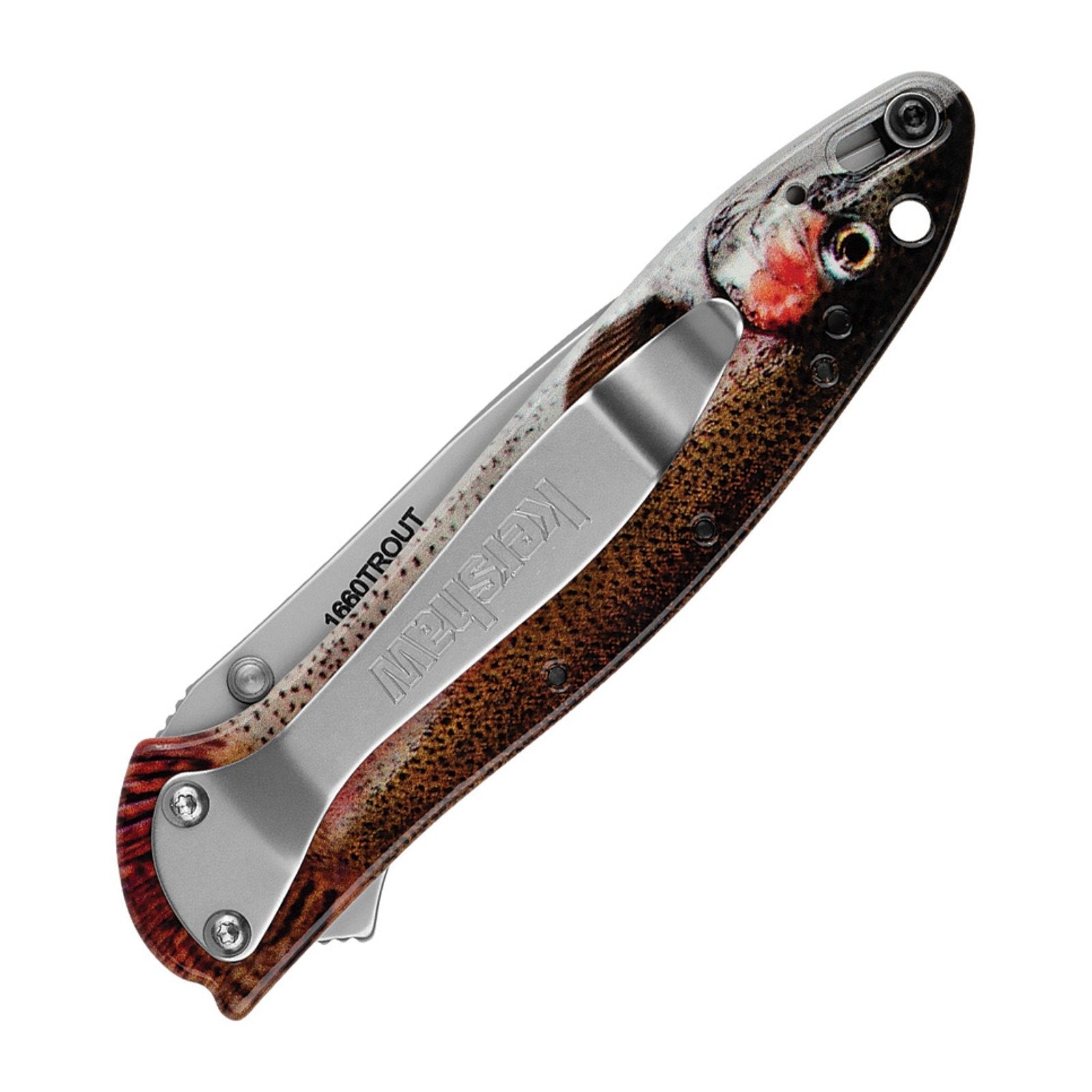 Kershaw Leek Rainbow Trout 14C28N Folding Knife - 14C28N, Drop Point, 6061-T6 Aluminum product view 2