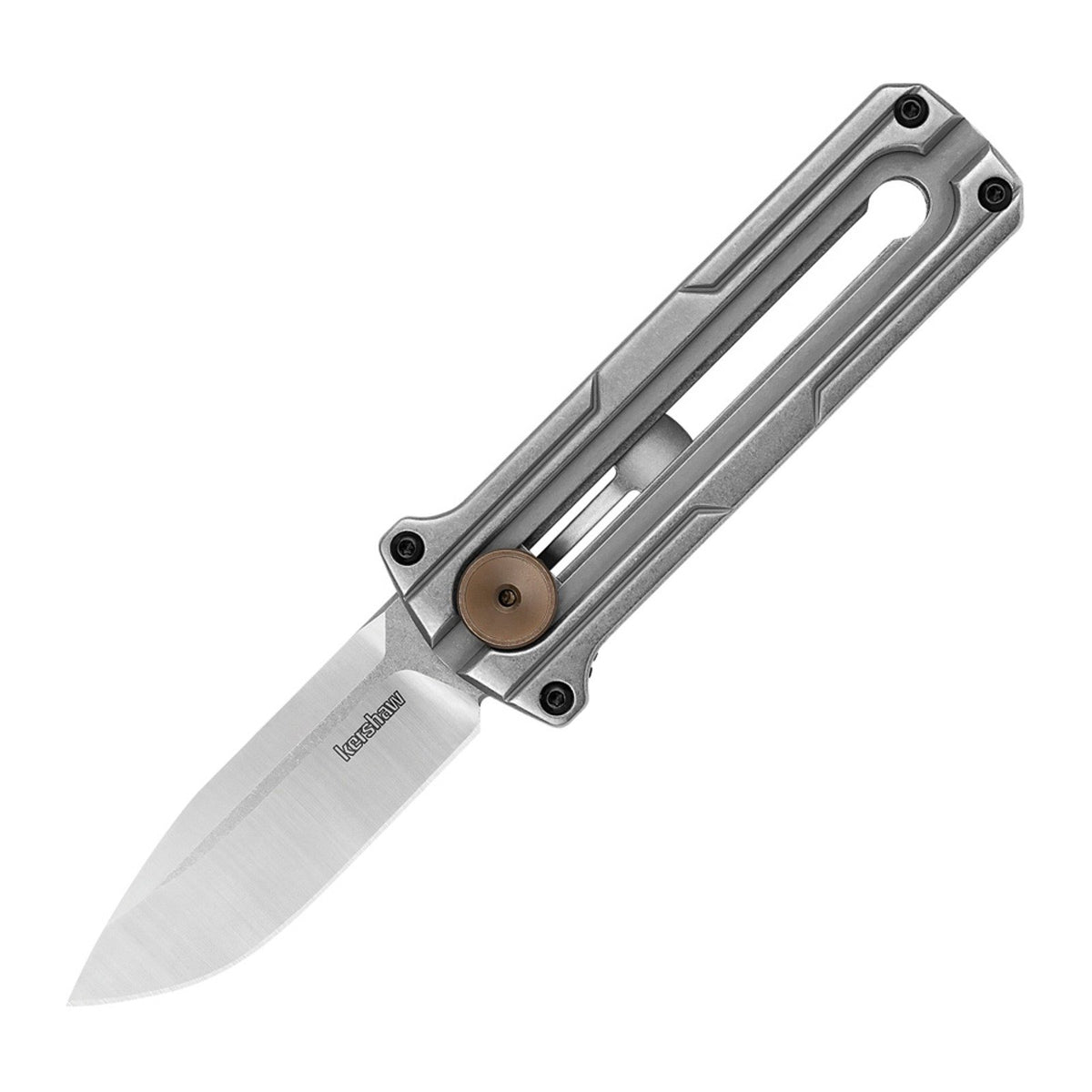 Kershaw Cybernet Gray Stainless Steel D2 Folding Knife - D2, Spear Point, Stainless Steel product photo