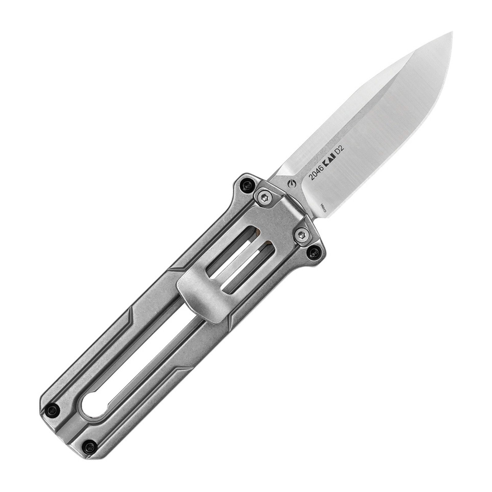 Kershaw Cybernet Gray Stainless Steel D2 Folding Knife - D2, Spear Point, Stainless Steel product view 3