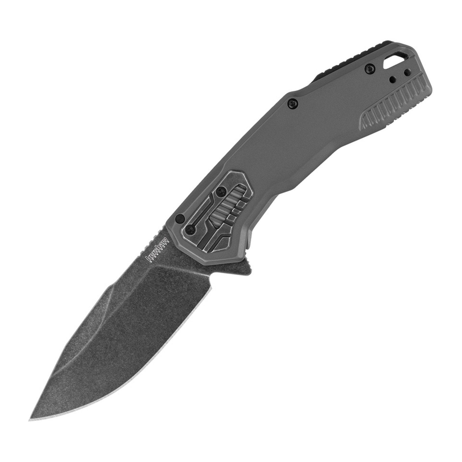 Kershaw Cannonball Gray Stainless Steel D2 Folding Knife - D2, Drop Point, Stainless Steel product photo
