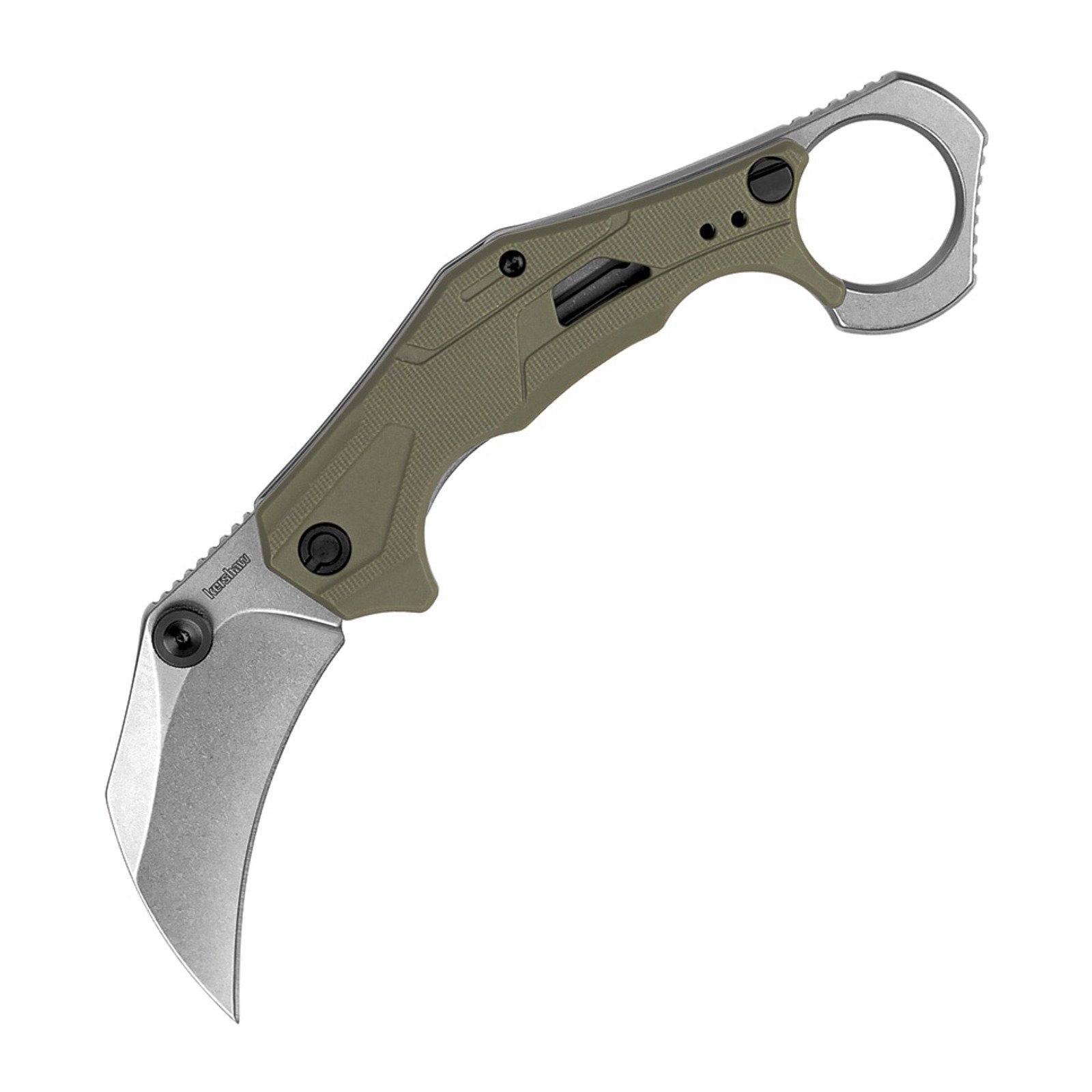 Kershaw Outlier OD Green Polymer 8Cr13MoV Folding Knife - 8Cr13MoV, Hawkbill, Polymer product photo
