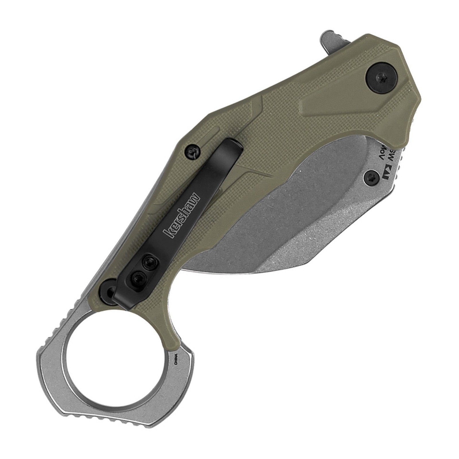 Kershaw Outlier OD Green Polymer 8Cr13MoV Folding Knife - 8Cr13MoV, Hawkbill, Polymer product view 2
