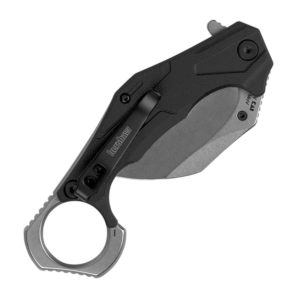 Kershaw Outlier Black Polymer 8Cr13MoV Folding Knife - 8Cr13MoV, Hawkbill, Polymer product view 2