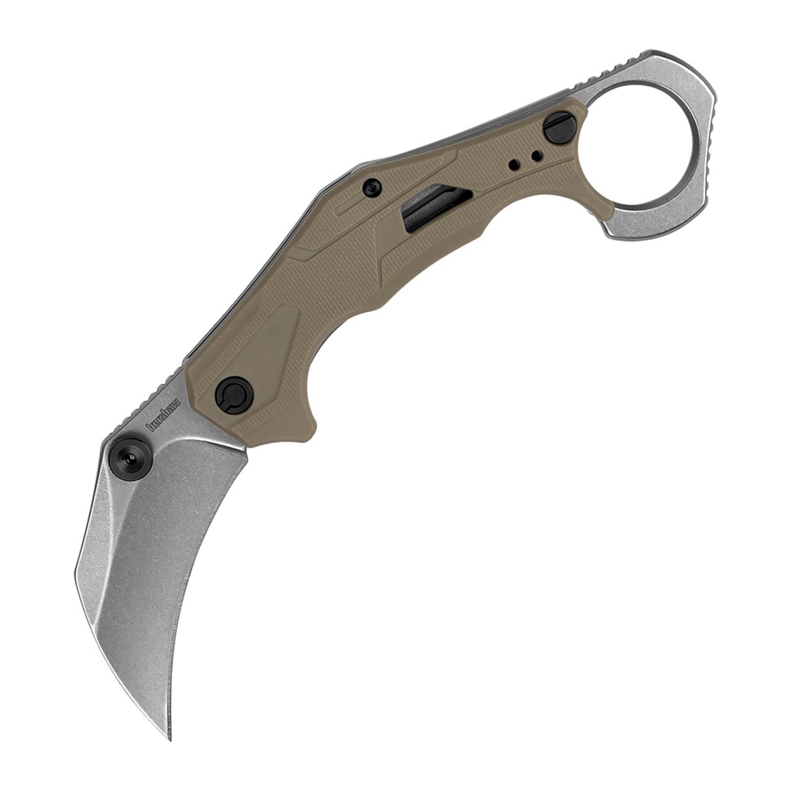 Kershaw Outlier Tan Polymer 8Cr13MoV Folding Knife - 8Cr13MoV, Hawkbill, Polymer product photo