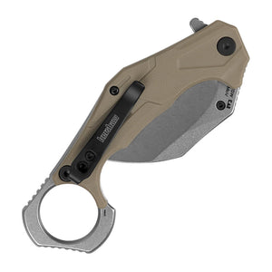 Kershaw Outlier Tan Polymer 8Cr13MoV Folding Knife - 8Cr13MoV, Hawkbill, Polymer product view 2