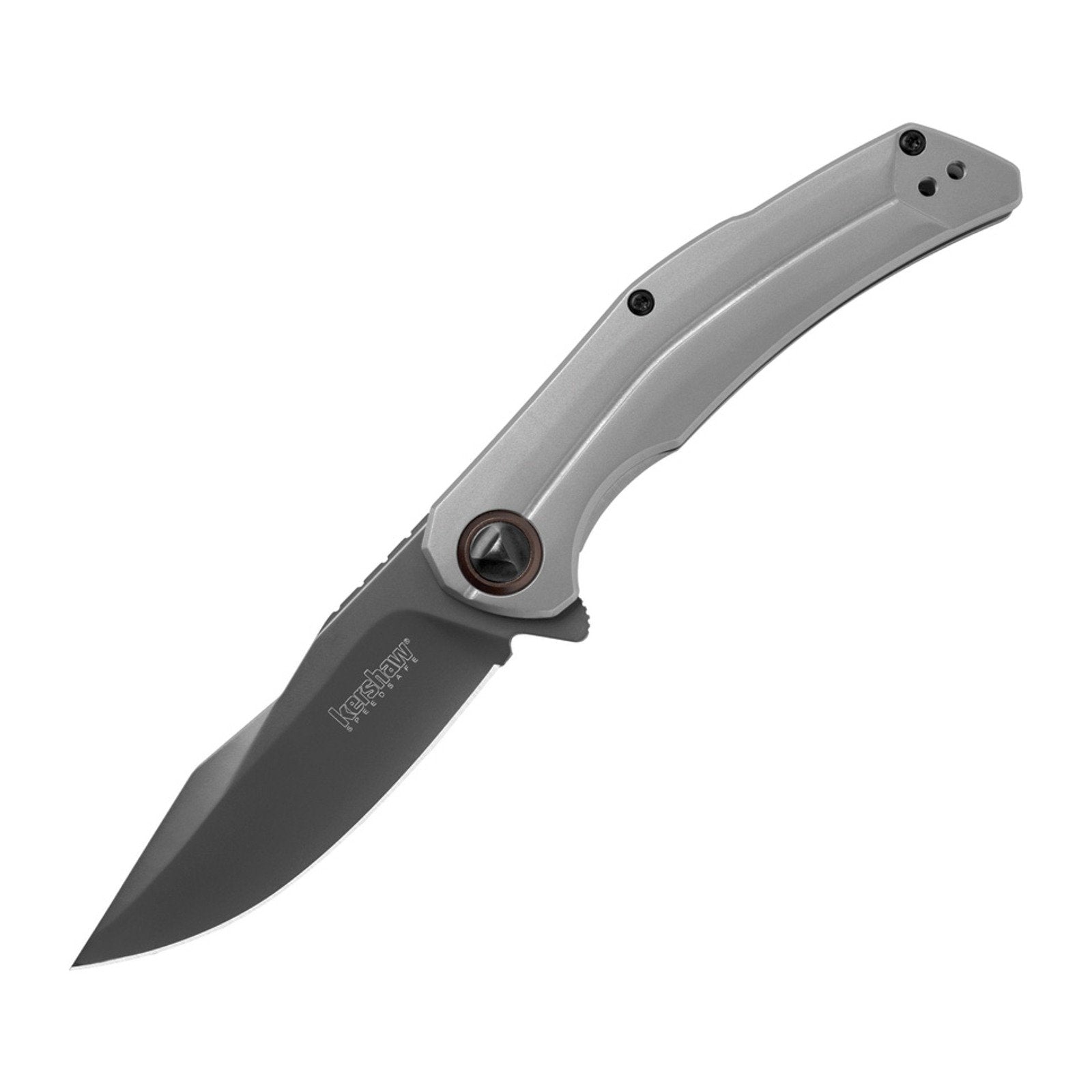 Kershaw Believer Silver Stainless Steel 8Cr13MoV Folding Knife - 8Cr13MoV, Drop Point, Stainless Steel product photo
