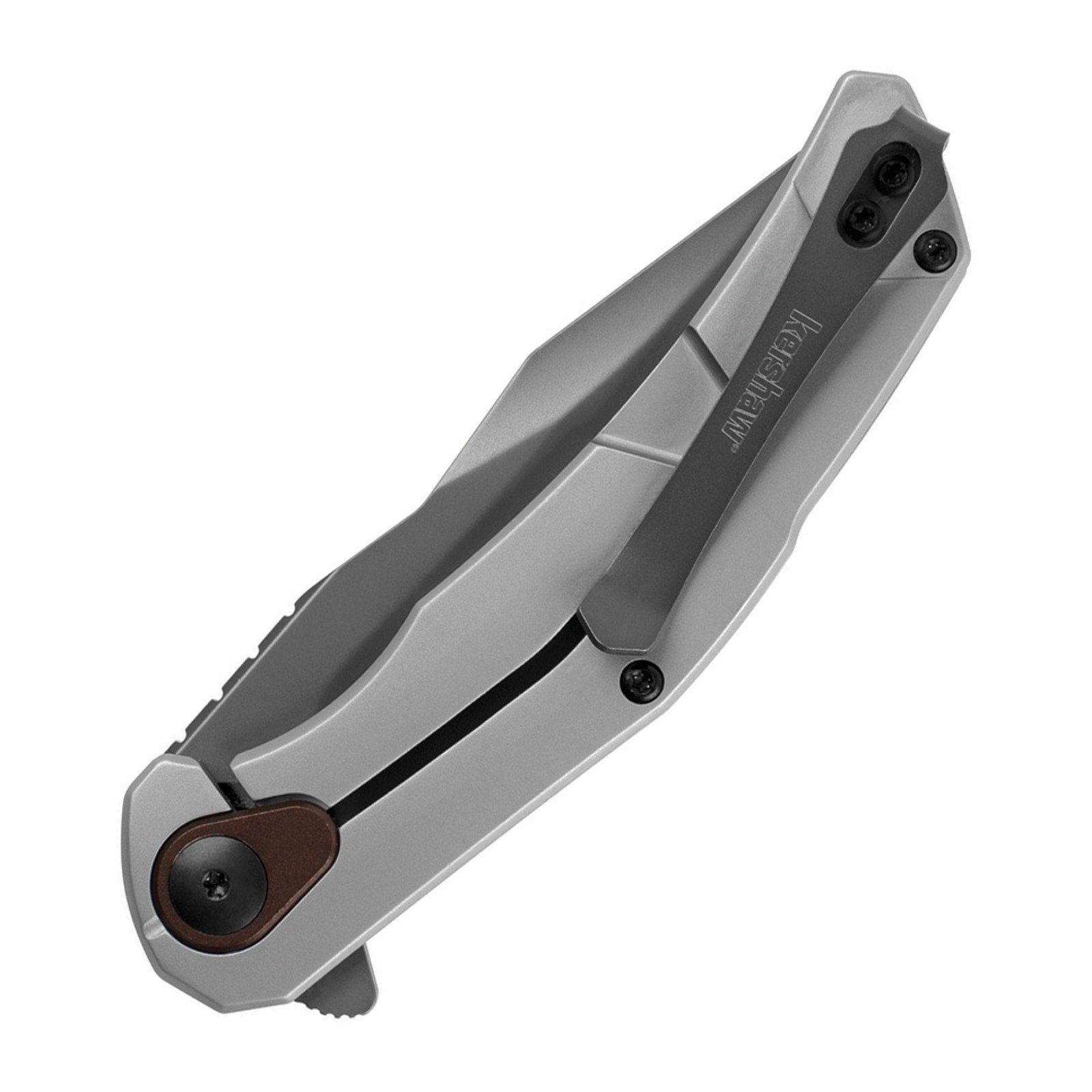 Kershaw Believer Silver Stainless Steel 8Cr13MoV Folding Knife - 8Cr13MoV, Drop Point, Stainless Steel product view 2