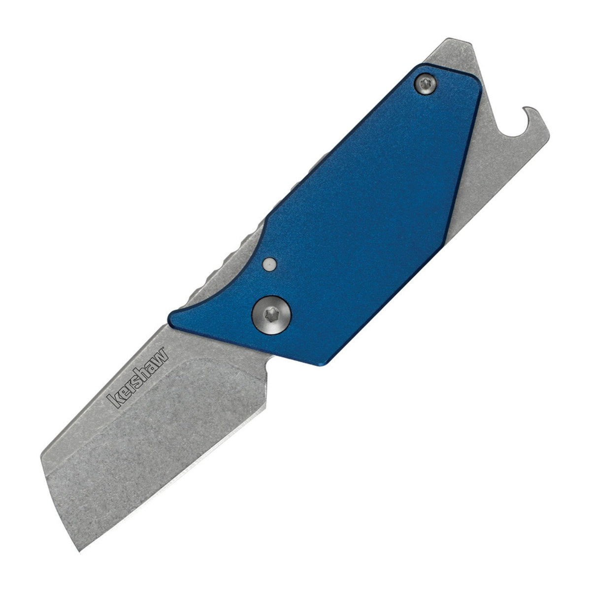 Kershaw Pub Blue Aluminum 8Cr13MoV Folding Knife - 8Cr13MoV, Sheepsfoot, Aluminum product photo