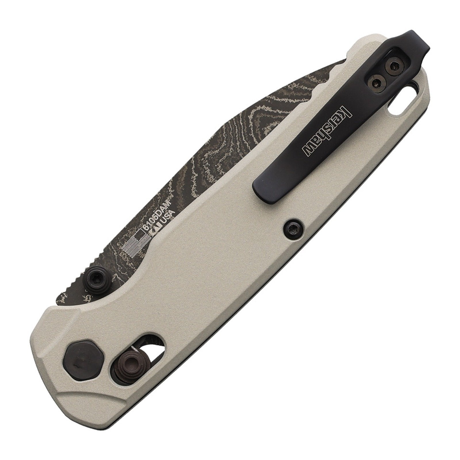 Kershaw Bel Air Gray Aluminum Damascus Folding Knife - Damascus, Reverse Tanto, Aluminum product view 2