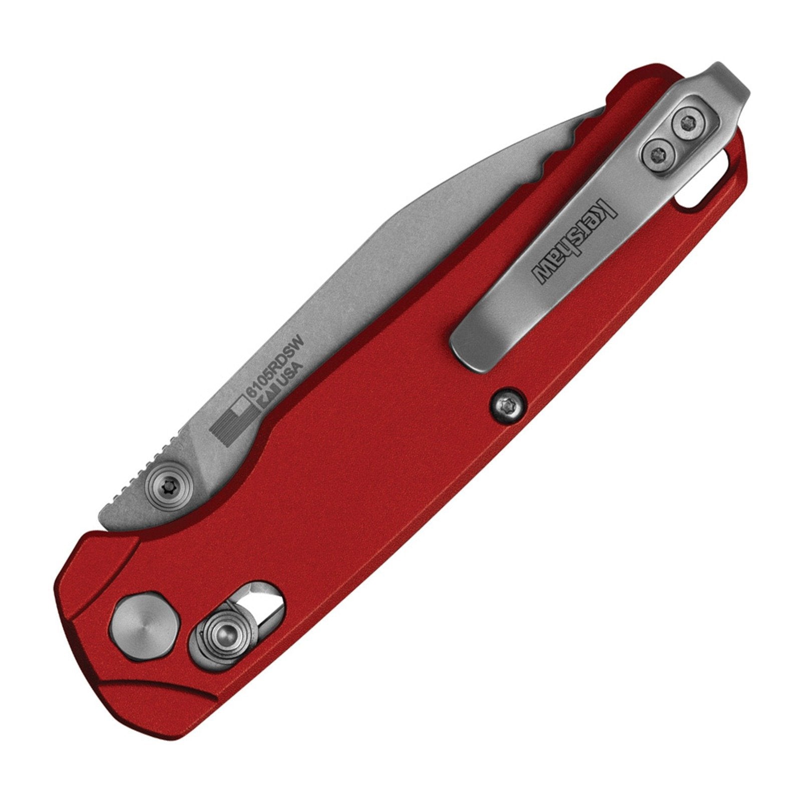 Kershaw Bel Air Red Aluminum CPM MagnaCut Folding Knife - CPM MagnaCut, Reverse Tanto, Aluminum product view 2