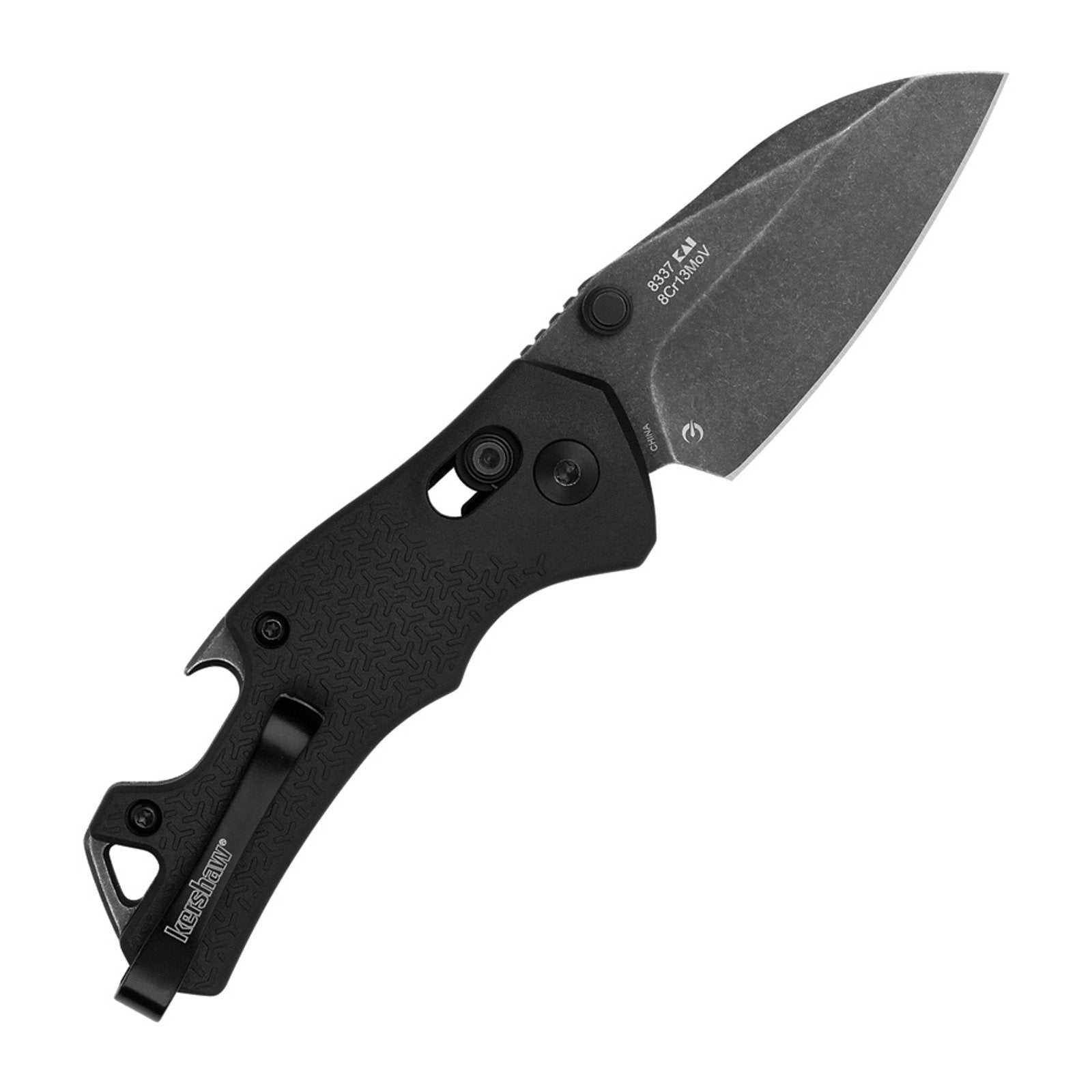 Kershaw Craze Black Polymer 8Cr13MoV Folding Knife - 8Cr13MoV, Sheepsfoot, Polymer product view 2