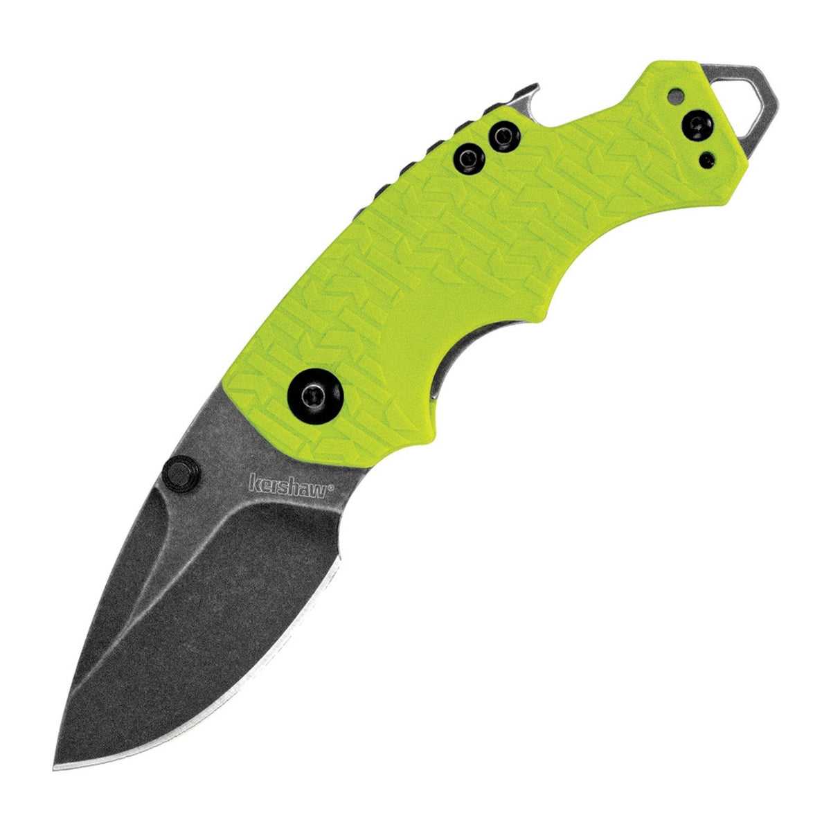 Kershaw Shuffle Green 8Cr13MoV Folding Knife - 8Cr13MoV, Drop Point, Glass-filled nylon, K-Texture™ grip product photo