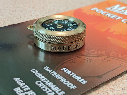 Marbles Classic Brass Body Pocket Compass - Outdoor Camping Hiking Survival Gear