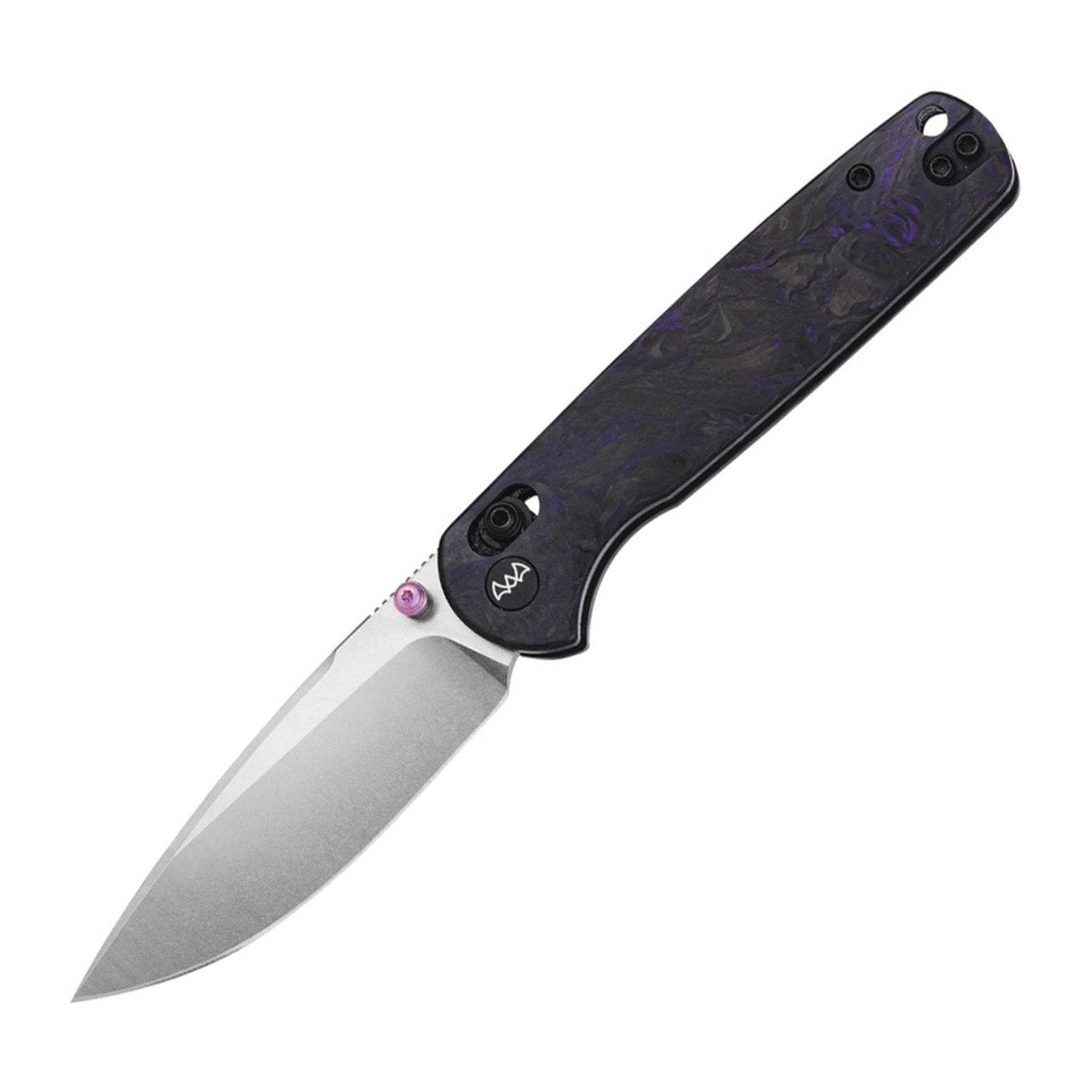 WIXCO Drax II WX10-ENV 14C28N Purple Shredded Carbon Fiber Folding Knife - product photo