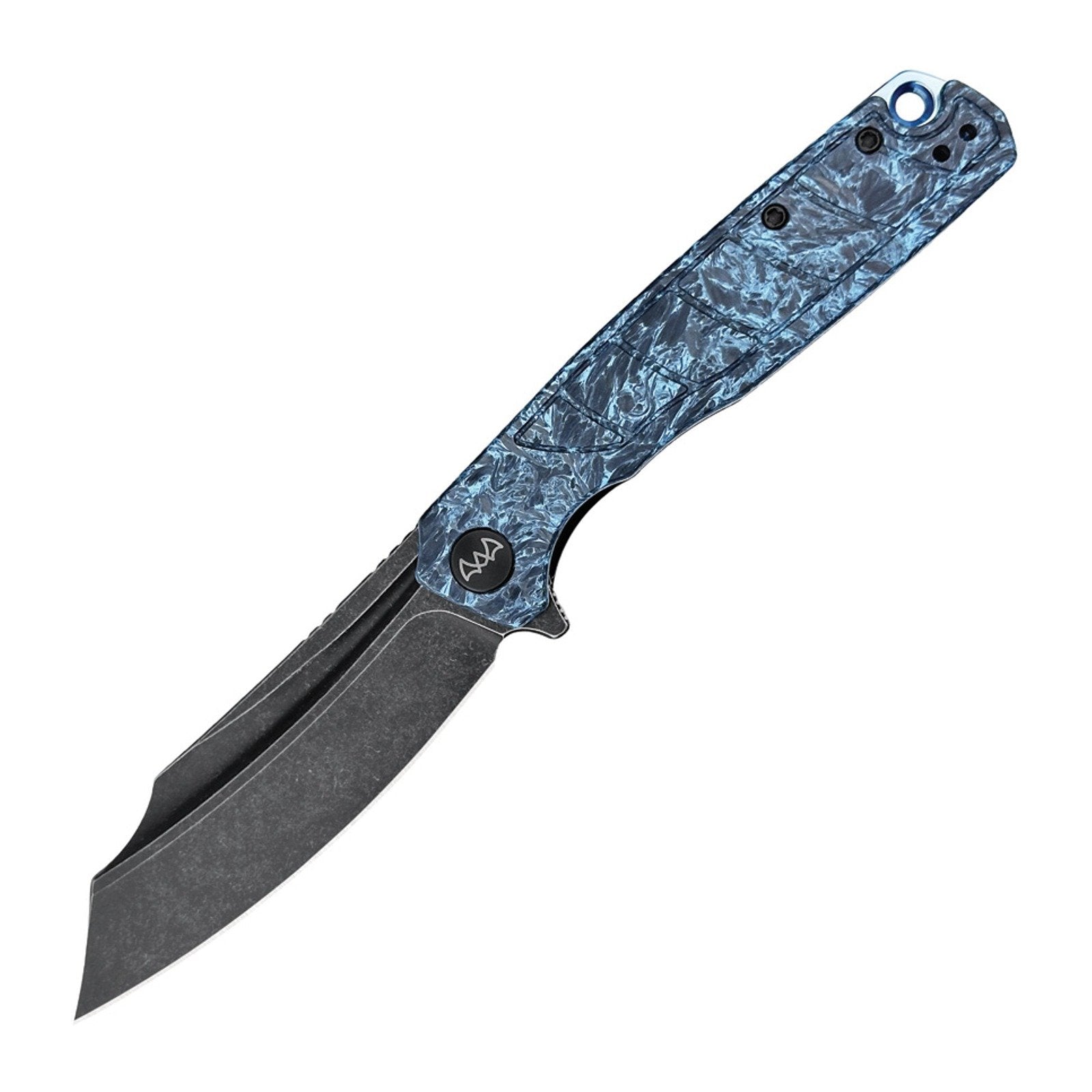 WIXCO Splark WX20-A Blue Shredded Carbon Fiber Folding Knife - product photo