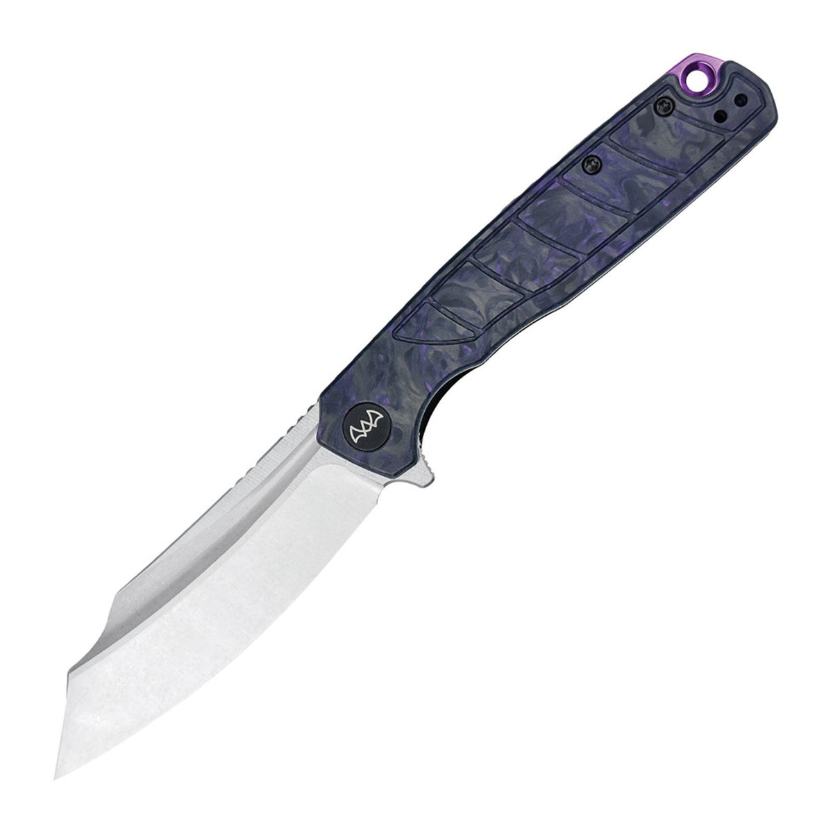WIXCO Splark WX20-C Purple Shredded Carbon Fiber 14C28N Folding Knife - product photo