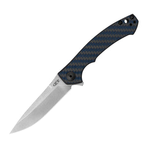 Zero Tolerance 0450BLUCF MagnaCut Flipper Folding Knife - CPM MagnaCut, Drop Point, Carbon Fiber, Titanium product photo