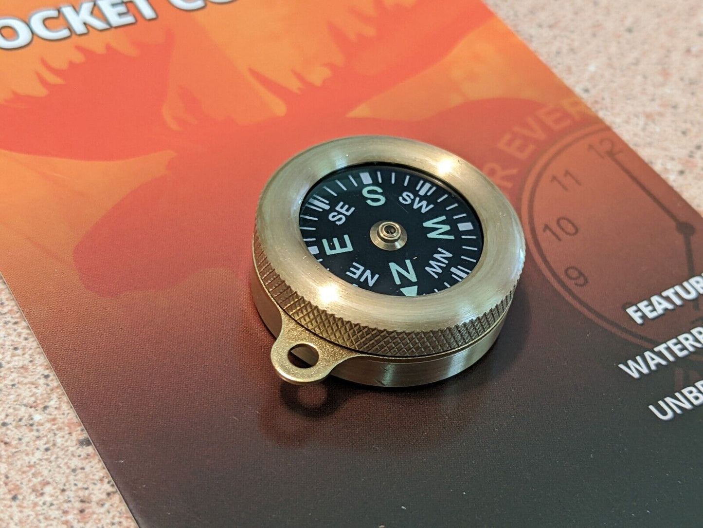 Marbles Classic Brass Body Pocket Compass - Outdoor Camping Hiking Survival Gear